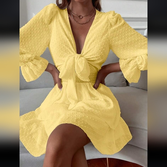 Yellow Ruffle Dress - Picture 1 of 11